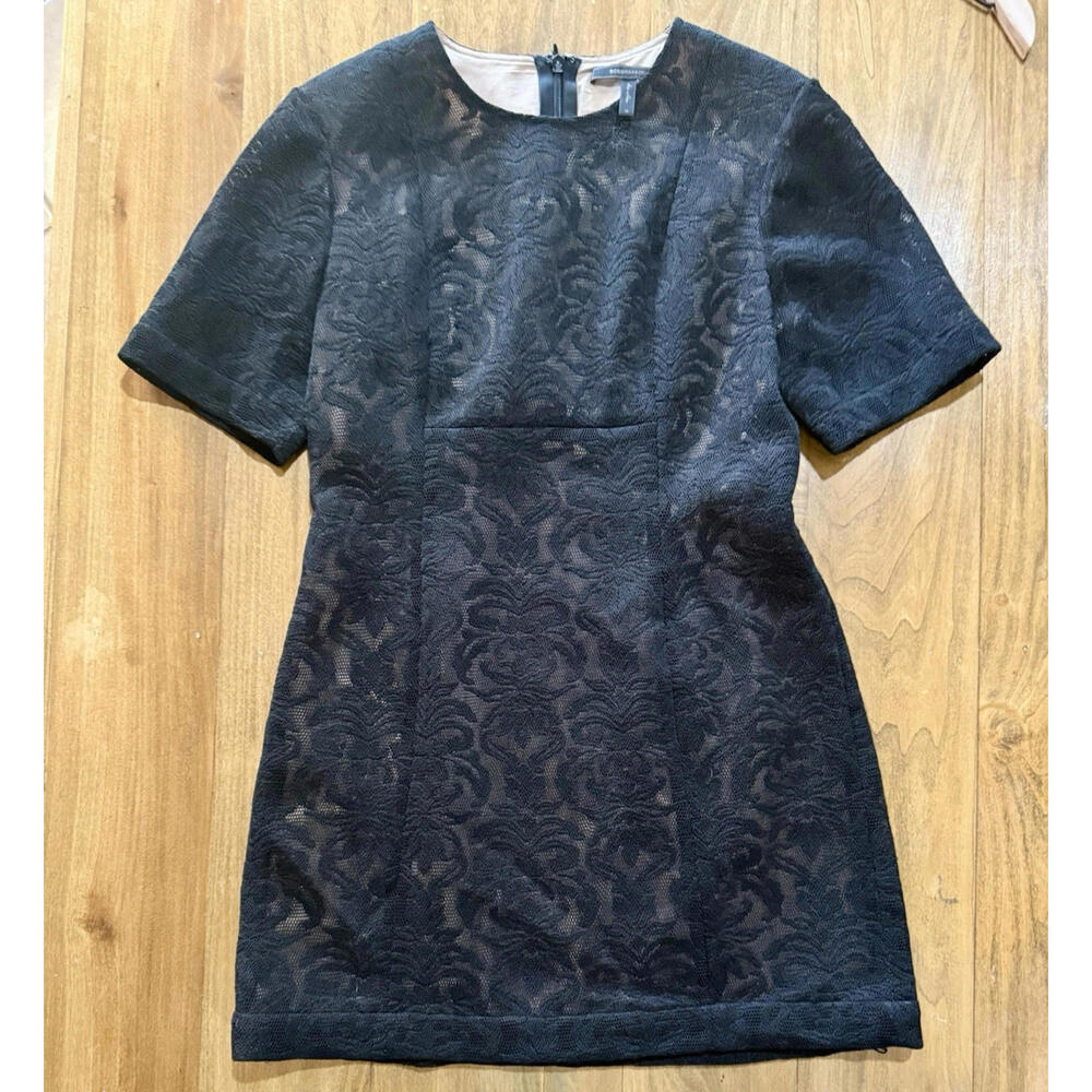 BCBGMaxAzria Dress 2 Black Cocktail Lace Ceara Short Sleeve Size 10